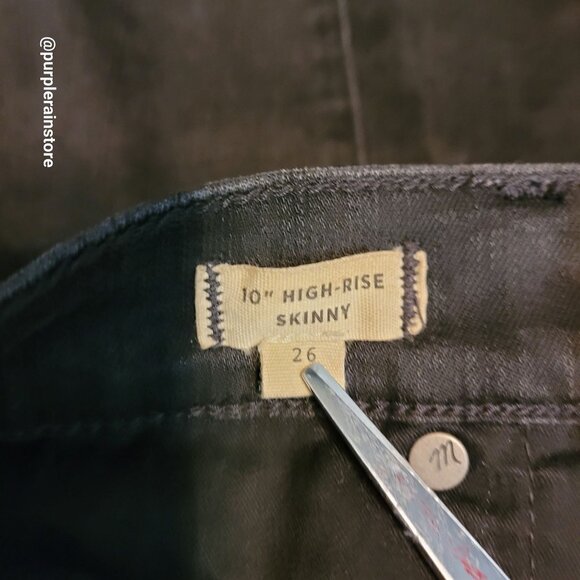 Madewell Jeans 26 Button Fly 10" Hi Rise Skinny Tummy Control Black Wash Denim - Picture 5 of 11